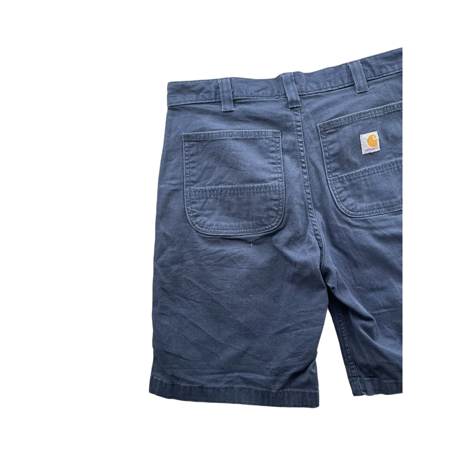 Carhartt Navy Blue Distressed Relaxed Fit Canvas Cargo Shorts