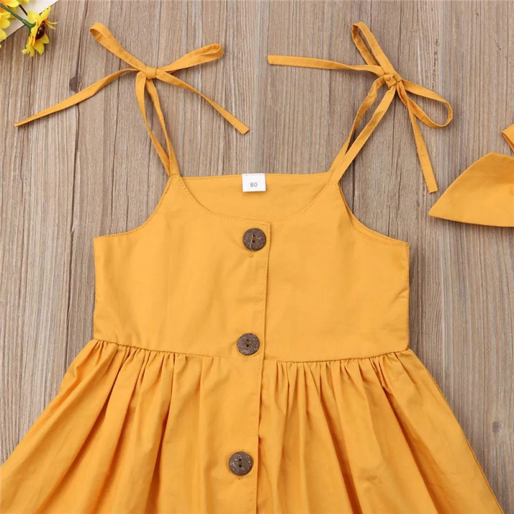 Children's Clothing Summer Red Dress Suspenders Girls Dress With Headband Wholesale Dress For Girl