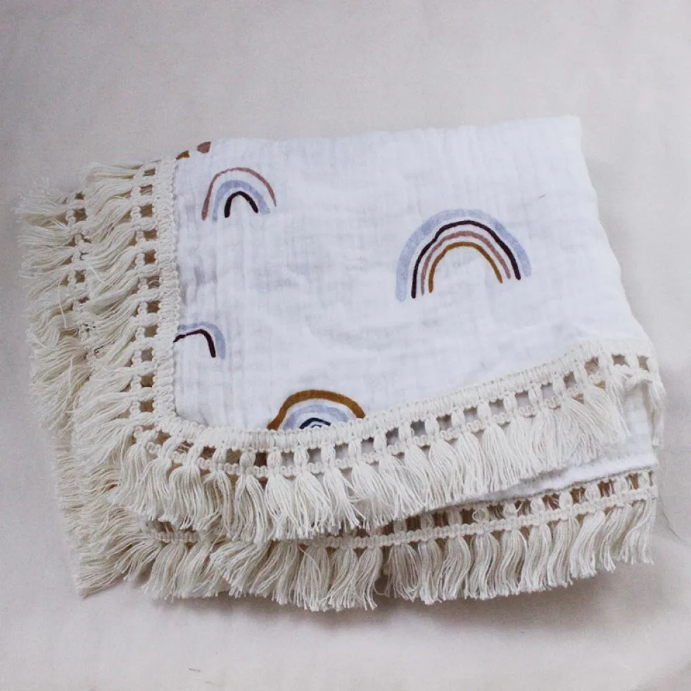 Children's Double Cotton Soft Tassel Baby Bath Towel Baby Blanket Wholesale Baby Blankets