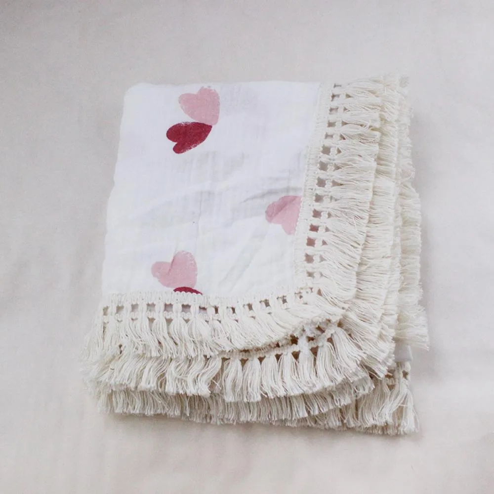 Children's Double Cotton Soft Tassel Baby Bath Towel Baby Blanket Wholesale Baby Blankets