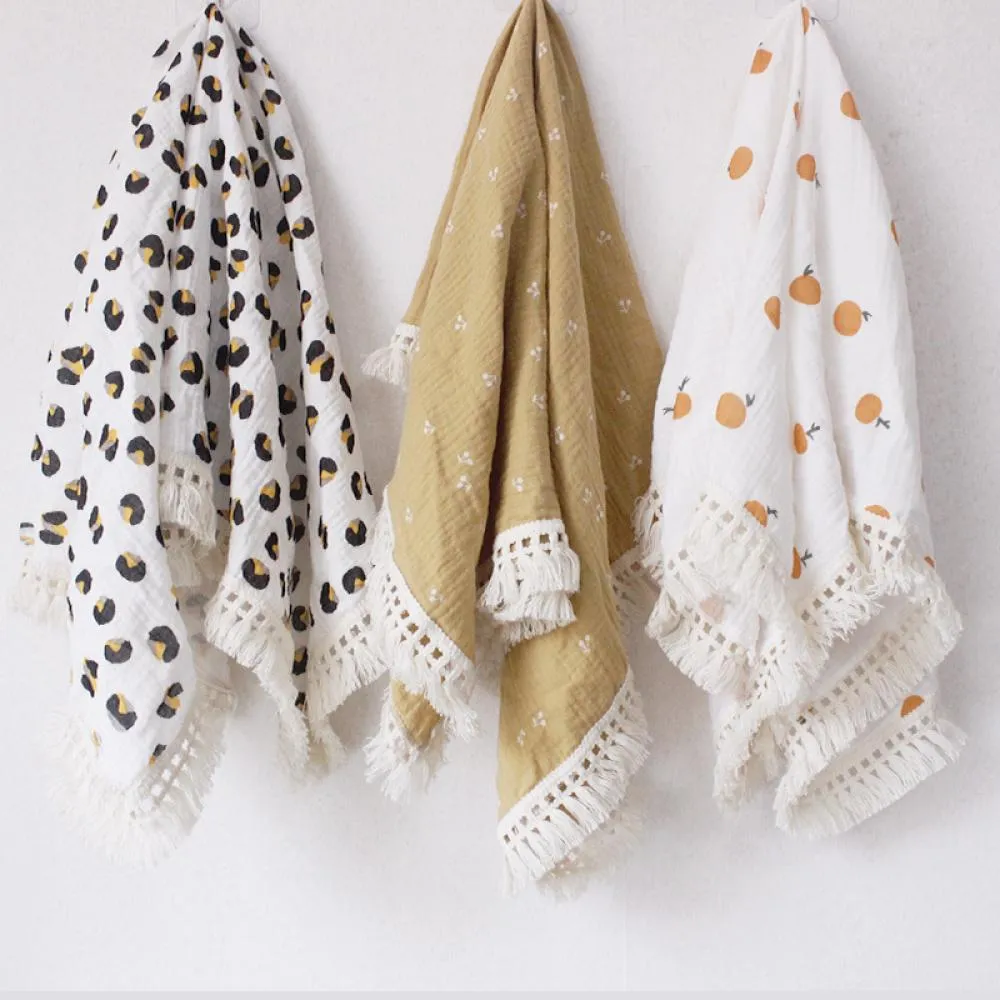 Children's Double Cotton Soft Tassel Baby Bath Towel Baby Blanket Wholesale Baby Blankets