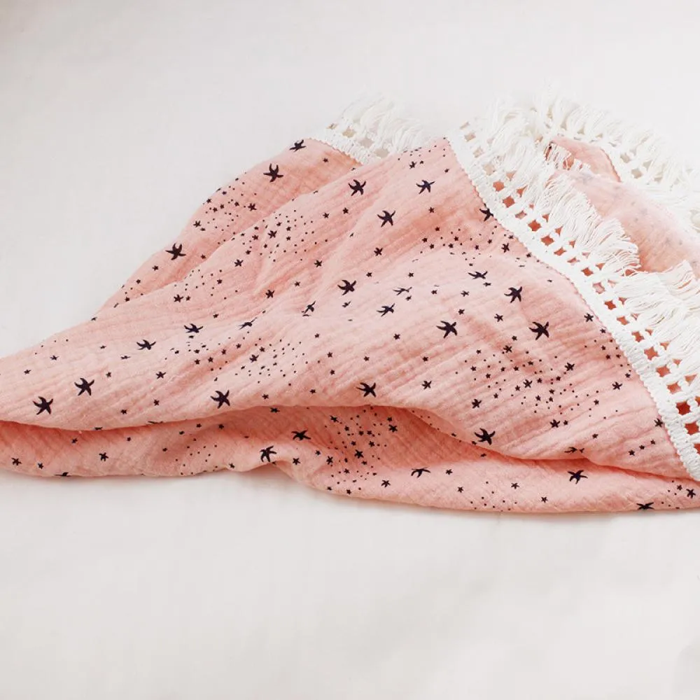 Children's Double Cotton Soft Tassel Baby Bath Towel Baby Blanket Wholesale Baby Blankets