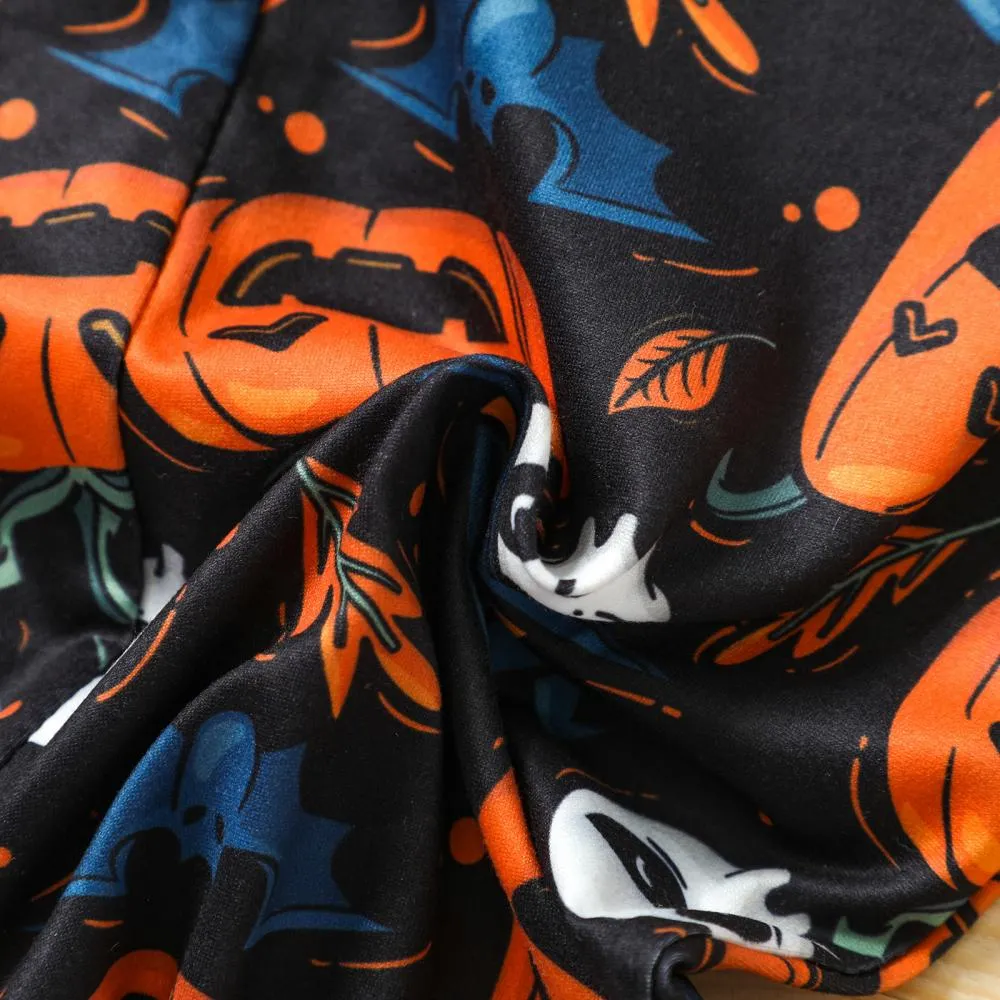 Children's Halloween Jumpsuit Pumpkin Print Sling Jumpsuit Long Jumpsuit Wholesale Girls Clothing