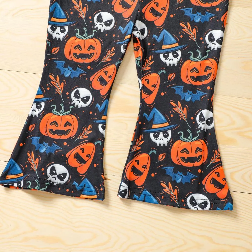 Children's Halloween Jumpsuit Pumpkin Print Sling Jumpsuit Long Jumpsuit Wholesale Girls Clothing