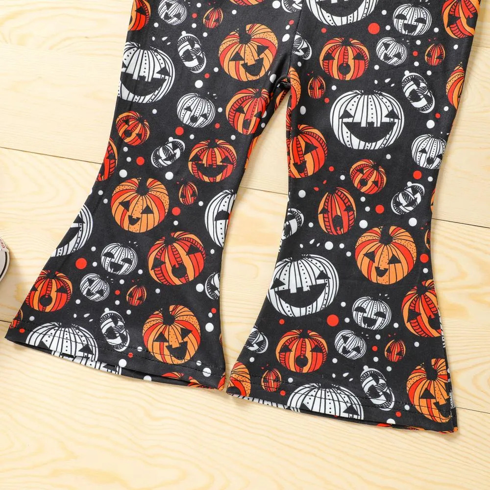 Children's Halloween Jumpsuit Pumpkin Print Sling Jumpsuit Long Jumpsuit Wholesale Girls Clothing