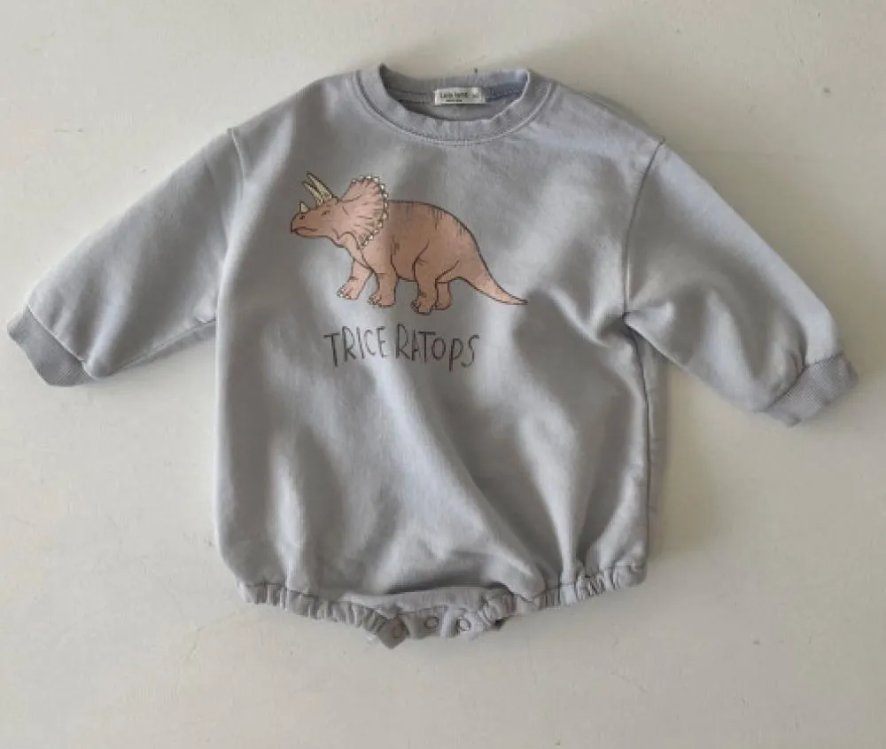 Children's Long-sleeved Bag Fart Shirt Dinosaur Print Romper Autumn Wholesale