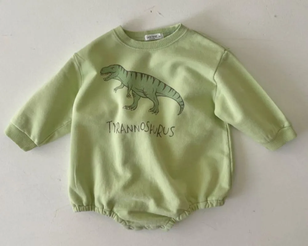 Children's Long-sleeved Bag Fart Shirt Dinosaur Print Romper Autumn Wholesale
