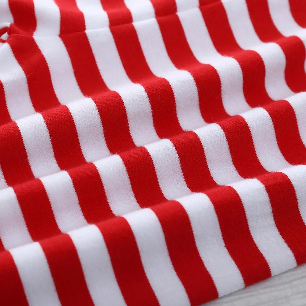 Christmas Children's Clothing Santa Claus Letter Print Long Sleeve Top Striped Flared Pants Set Wholesale