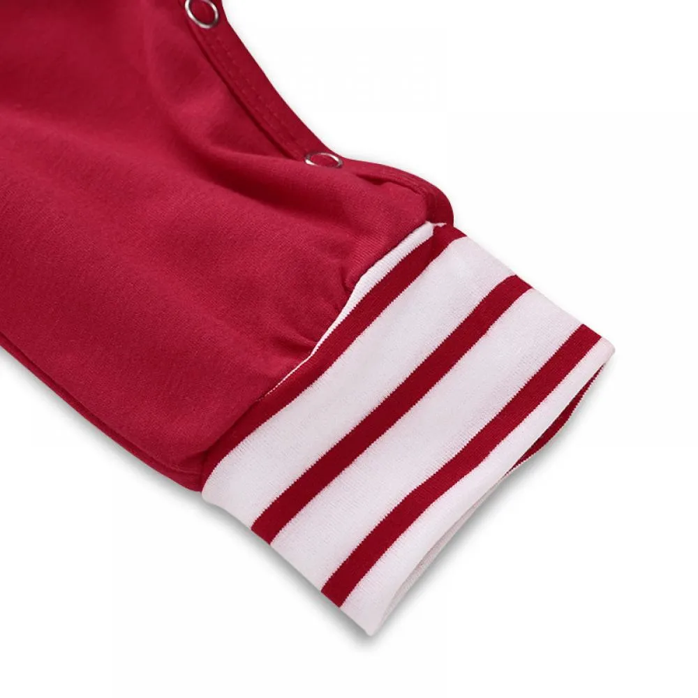 Christmas Children's Red and White Sleeve Jumpsuit Baby Wholesale Clothing