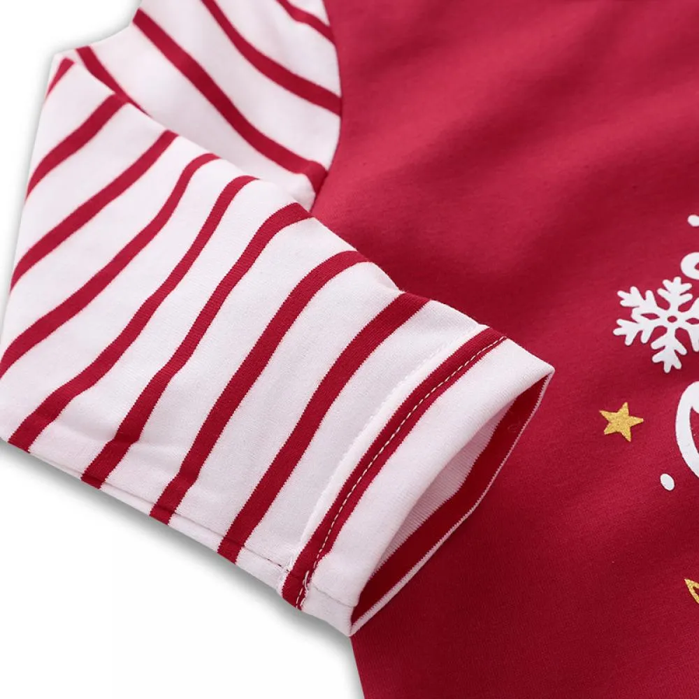 Christmas Children's Red and White Sleeve Jumpsuit Baby Wholesale Clothing