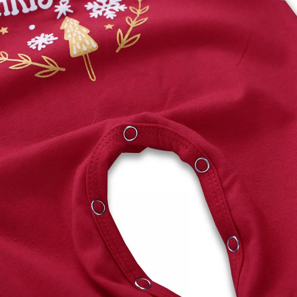 Christmas Children's Red and White Sleeve Jumpsuit Baby Wholesale Clothing