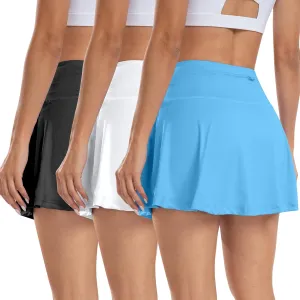 CHRLEISURE Women Tennis Golf Skirt with Pockets - High Waisted Crossover Golf Pleated Athletic Workout Dress Running Skort