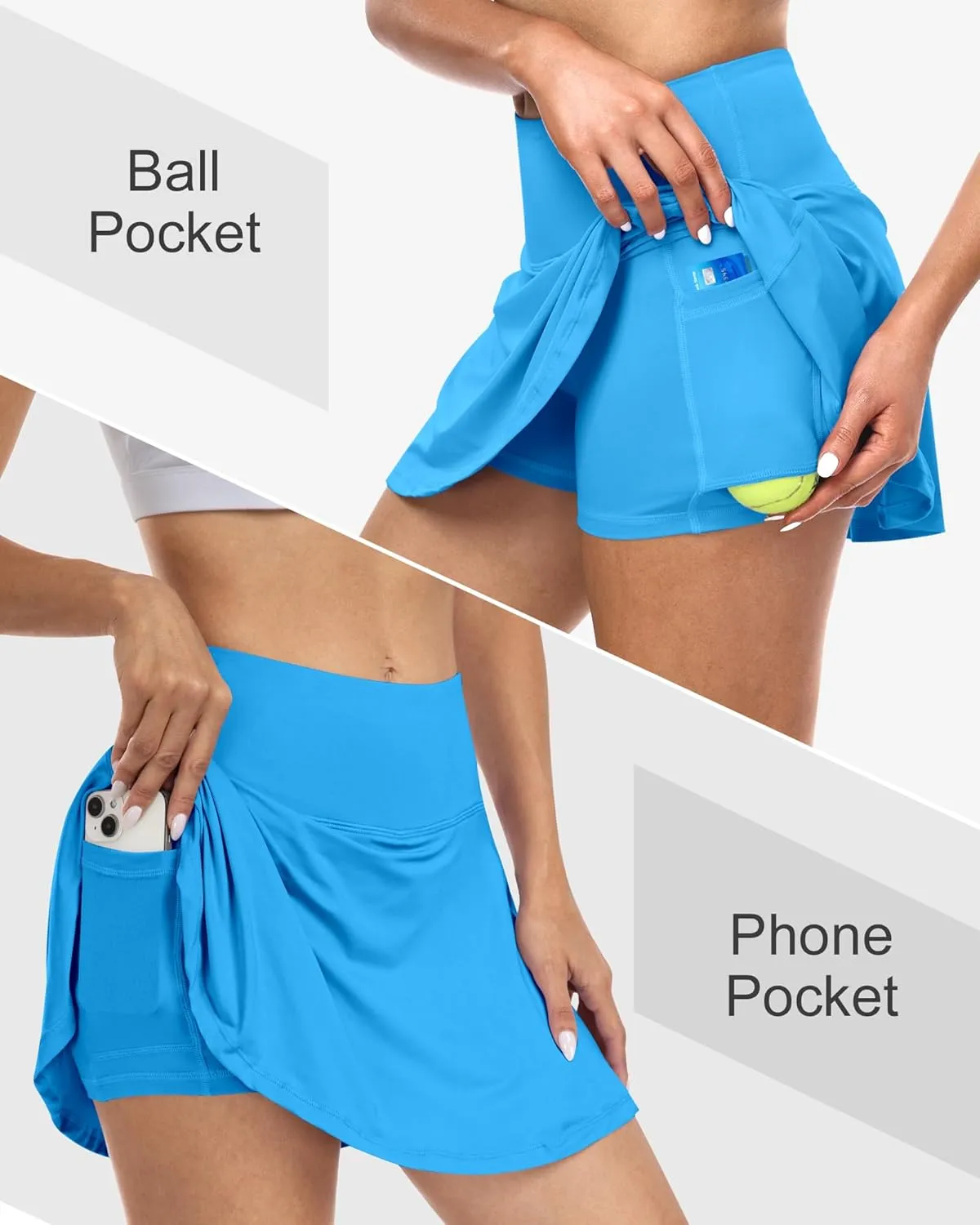 CHRLEISURE Women Tennis Golf Skirt with Pockets - High Waisted Crossover Golf Pleated Athletic Workout Dress Running Skort