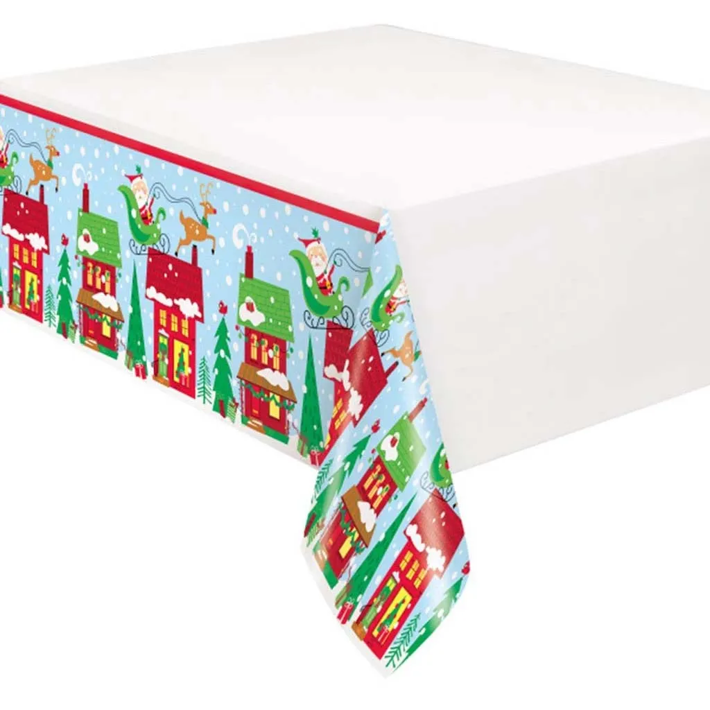 Colorful Santa Rectangular Plastic Table Cover,