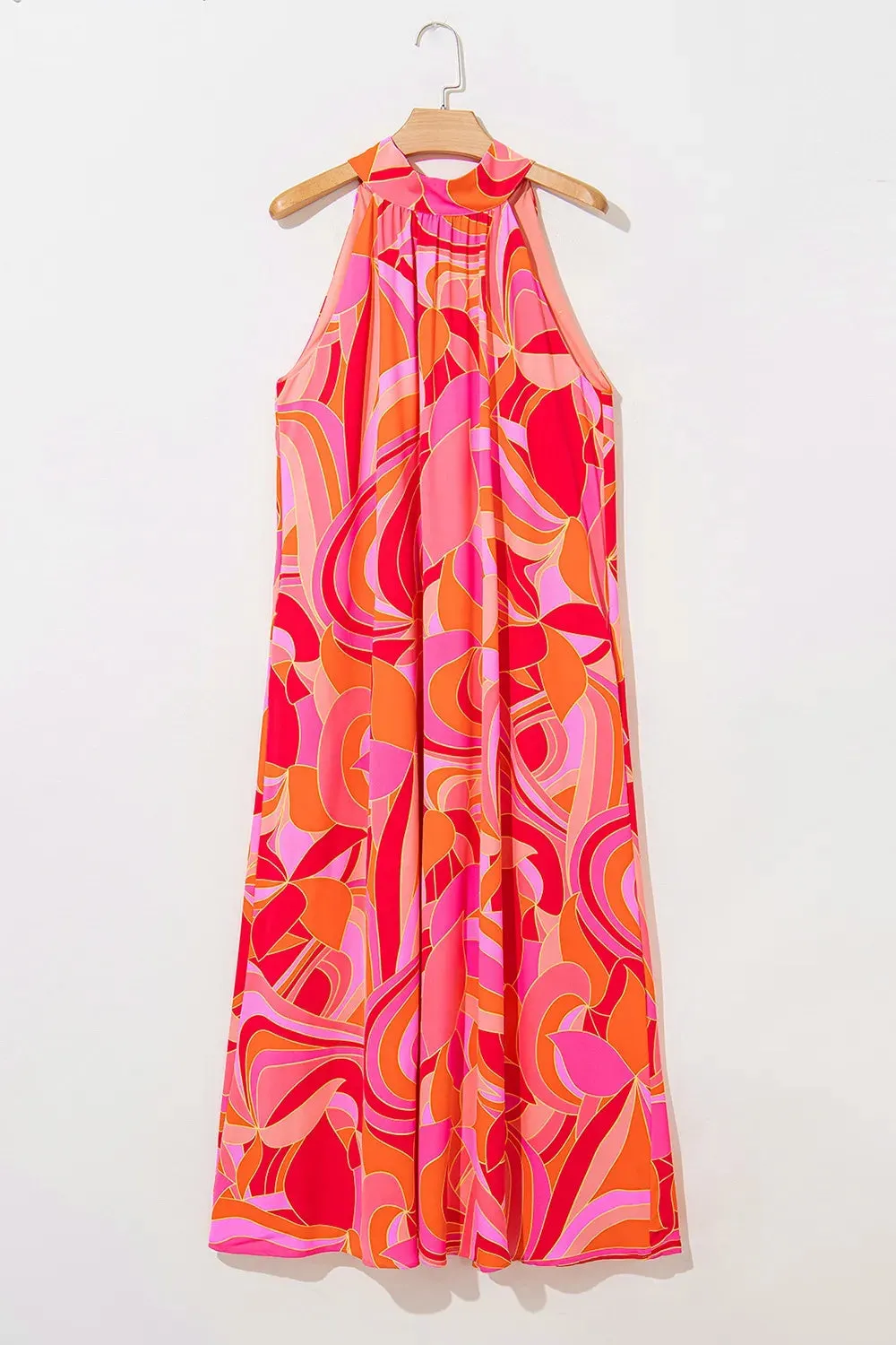 Contrast Grecian Neck Maxi Dress