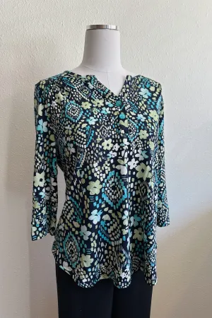 Cool Tone Patterned Blouse