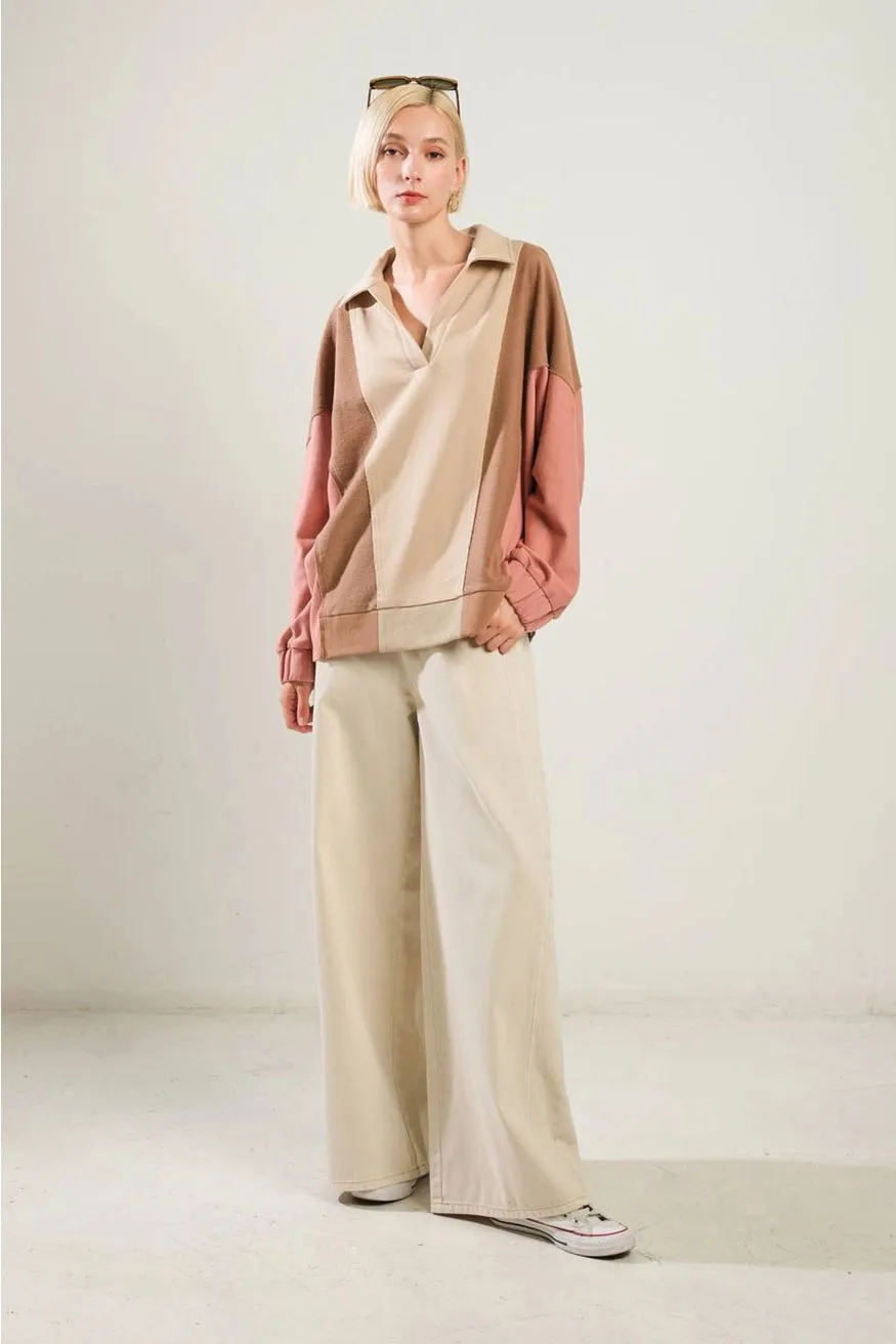 Cool Tones Colorblock Top
