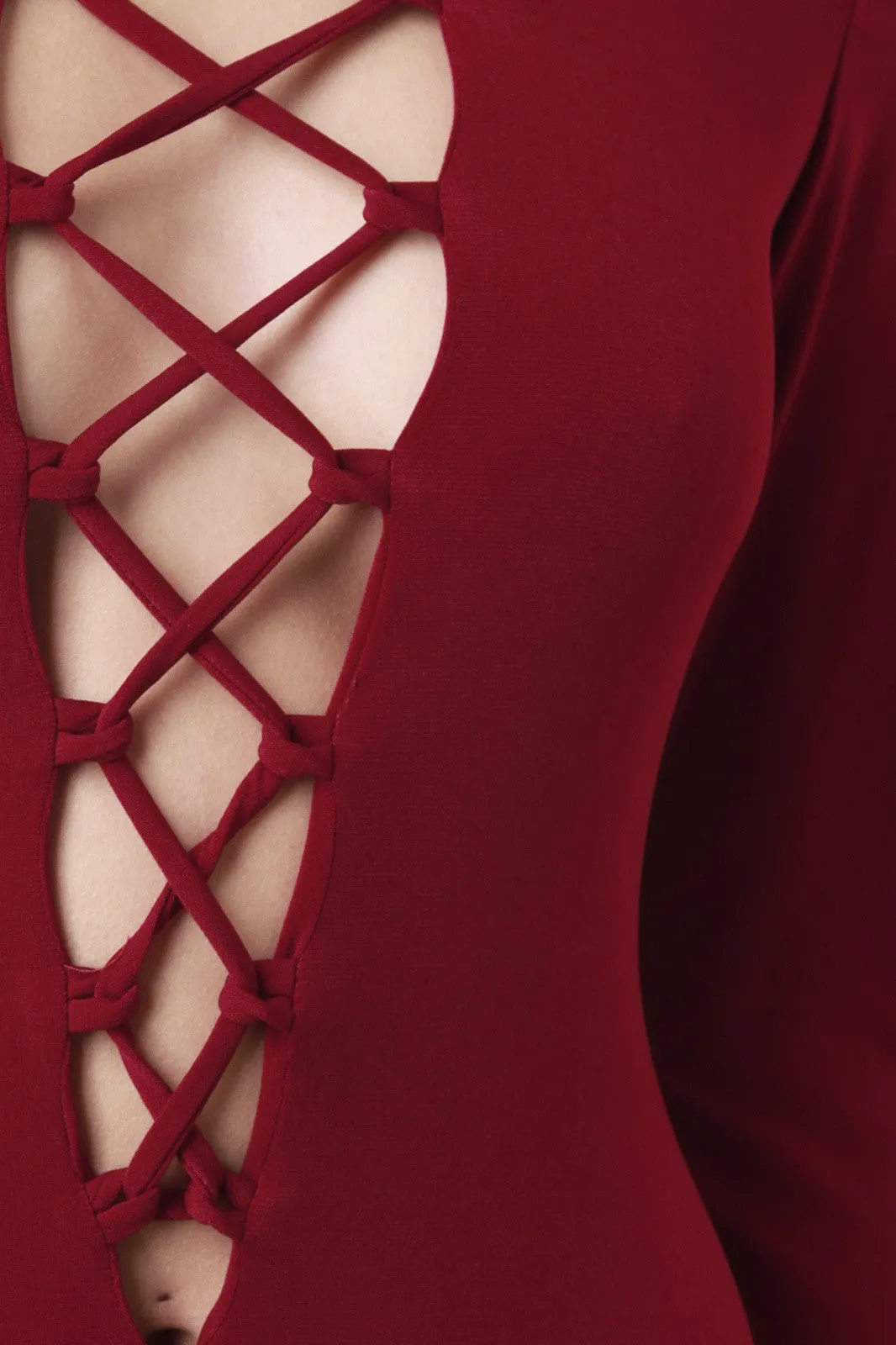 Corset Lace Front Long Sleeve Jumpsuit