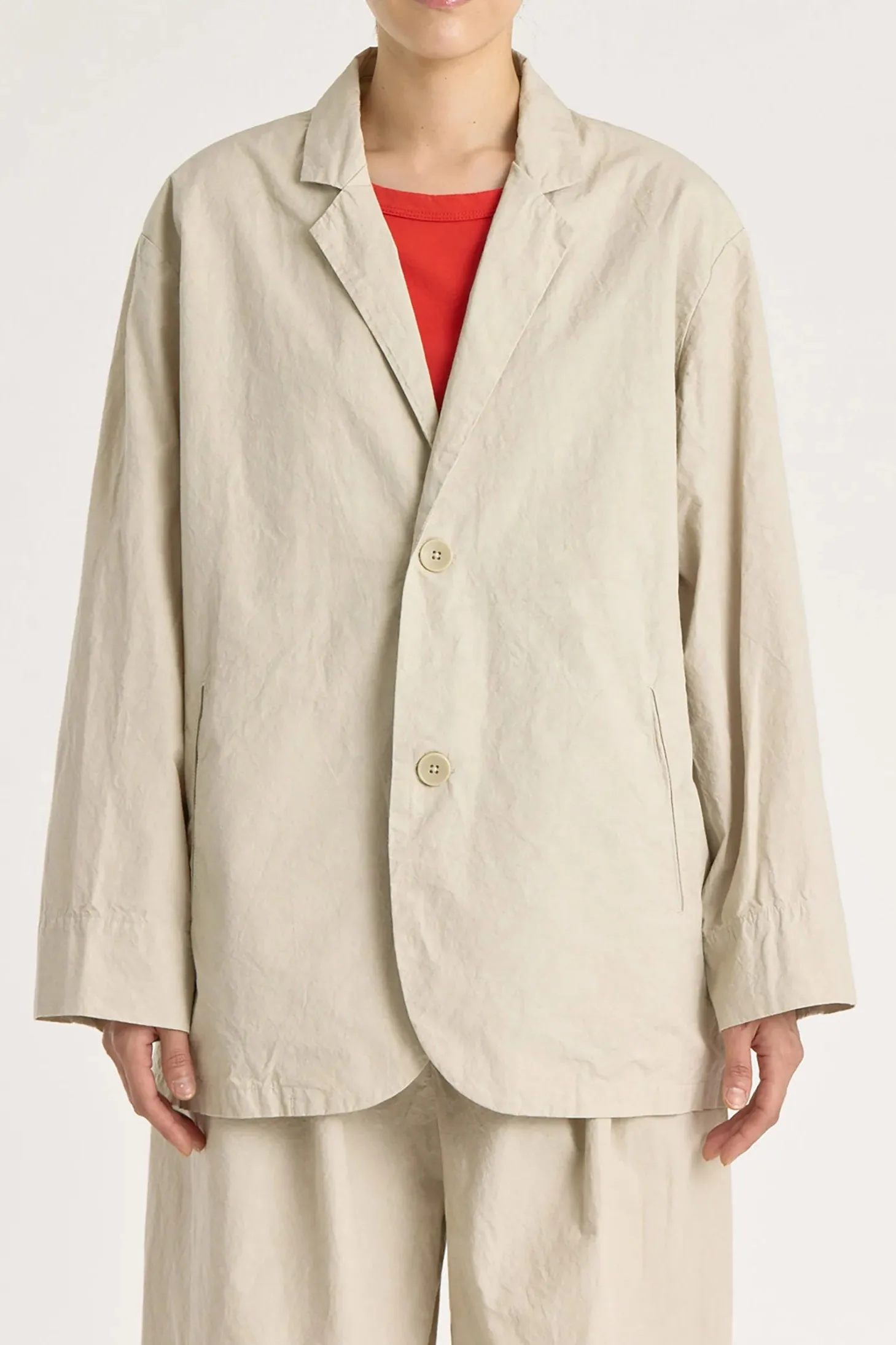 Crinkled Blazer, Stone