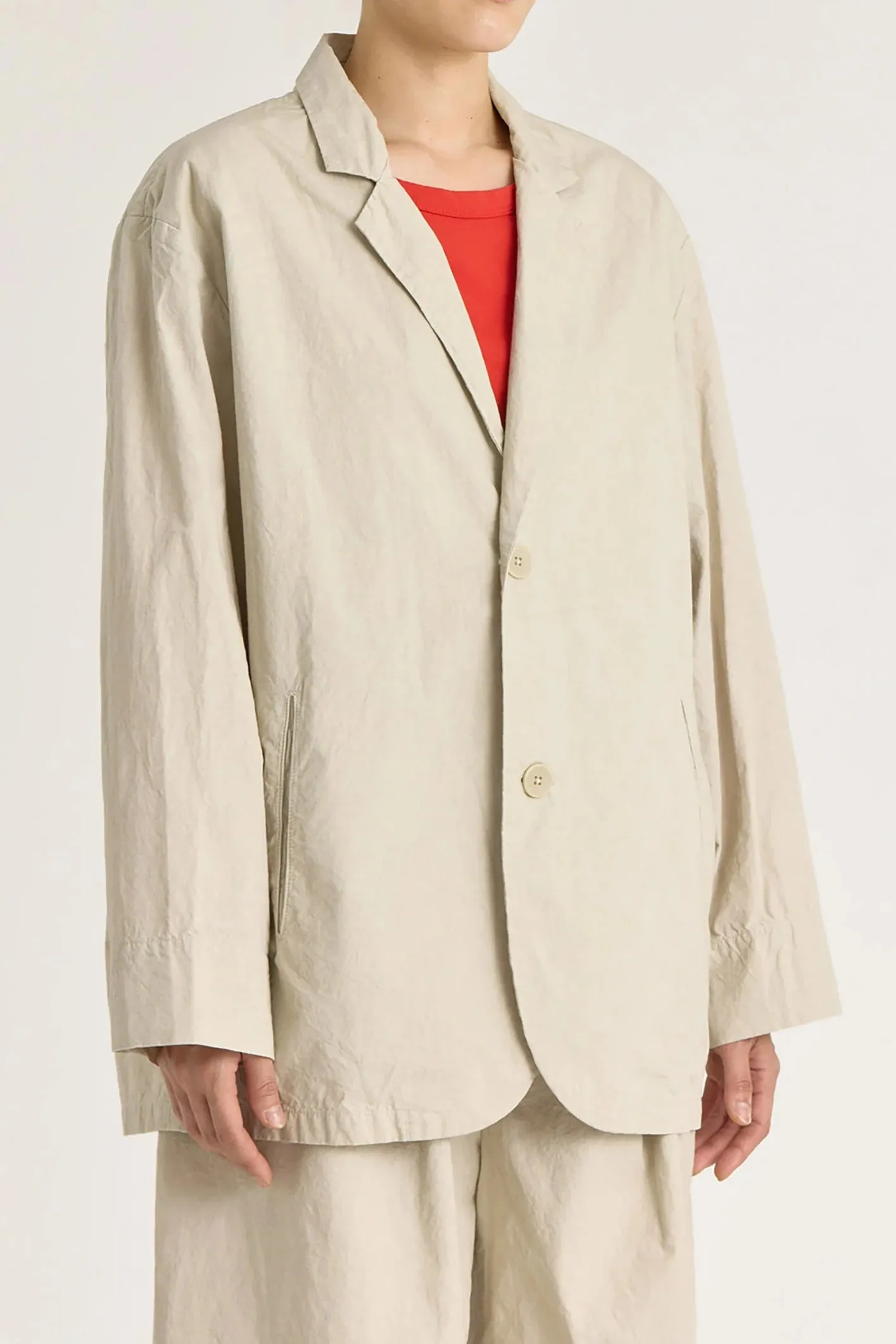 Crinkled Blazer, Stone