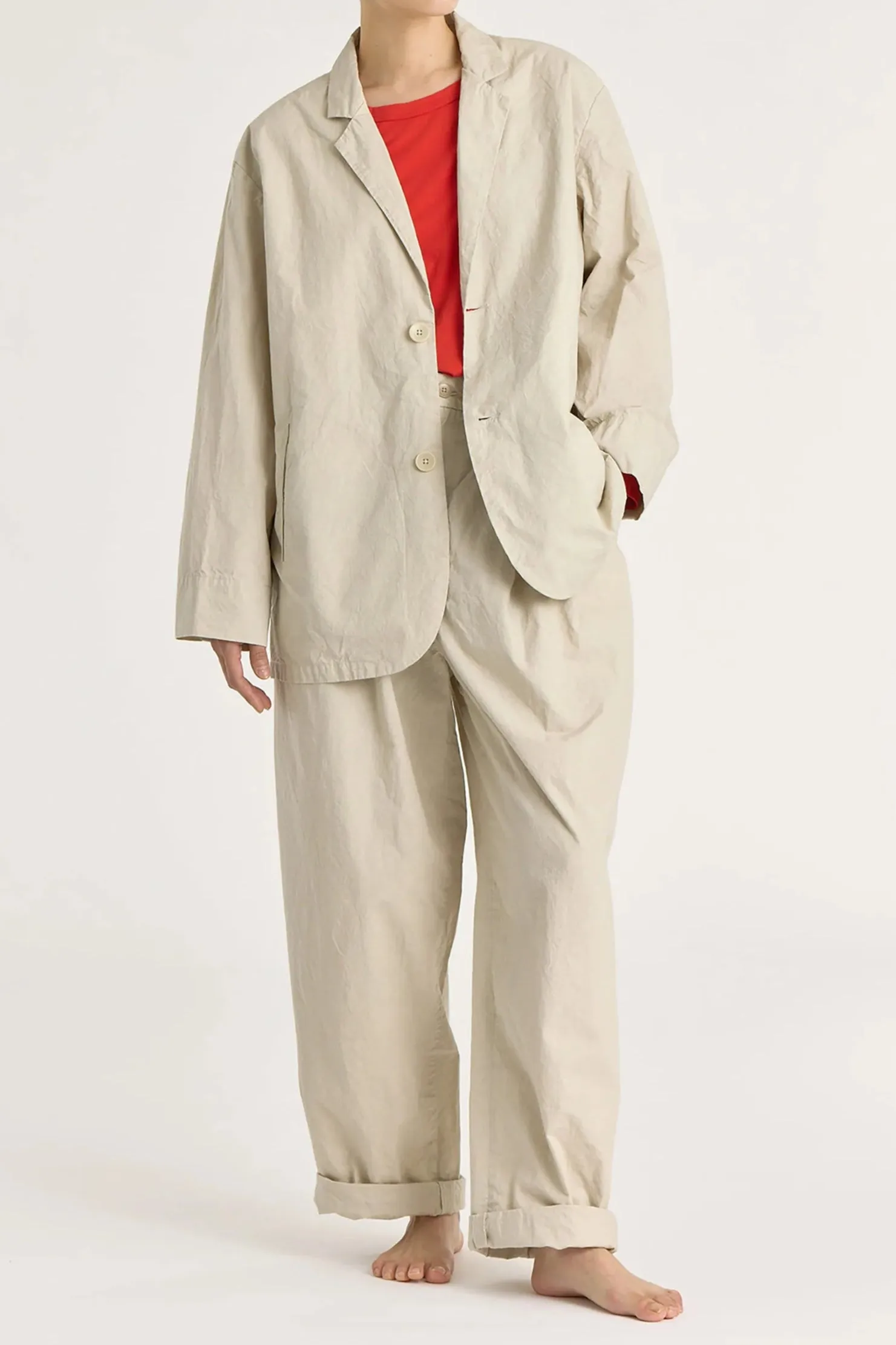 Crinkled Blazer, Stone