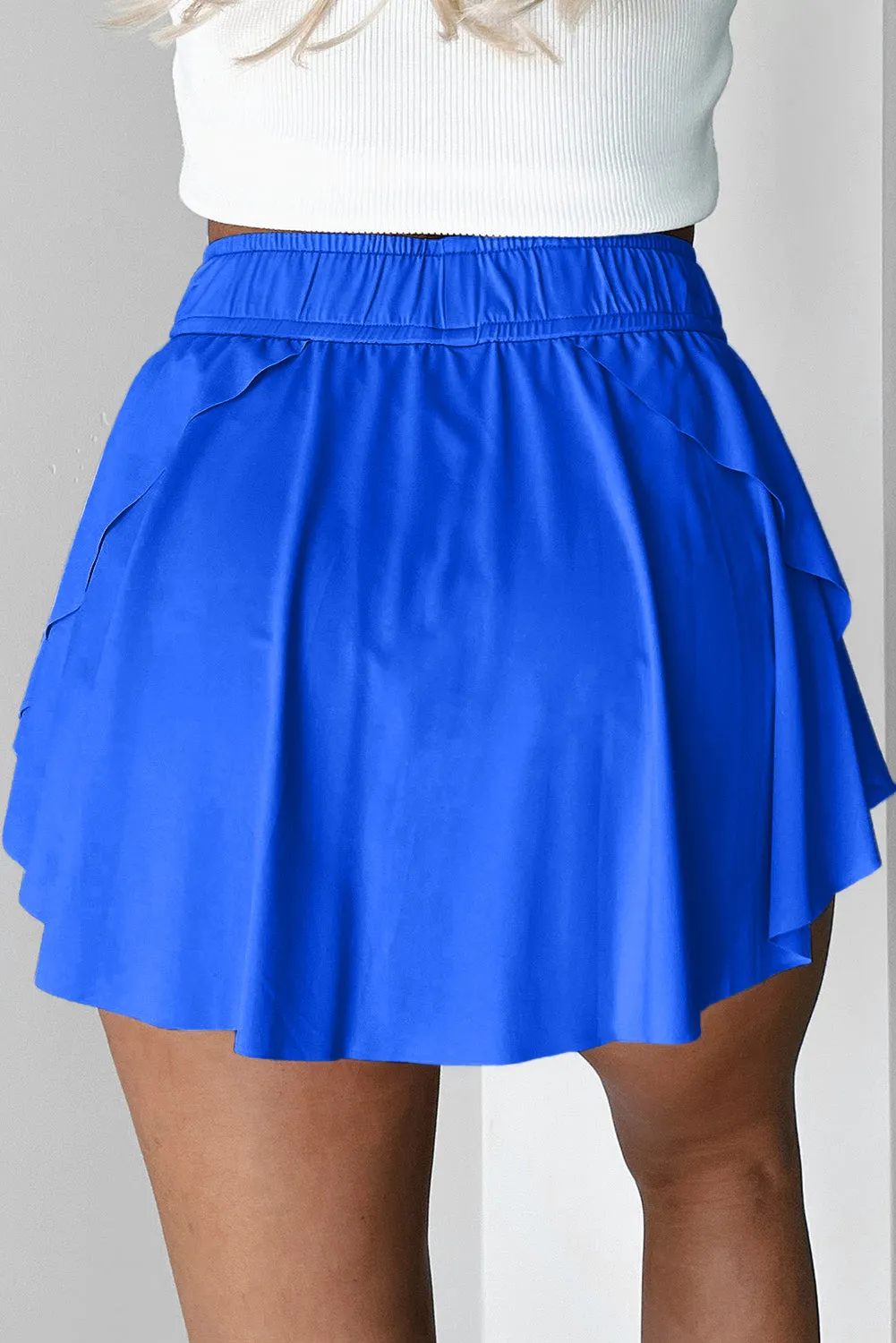 Drawstring High Waist Lined Tennis Skorts