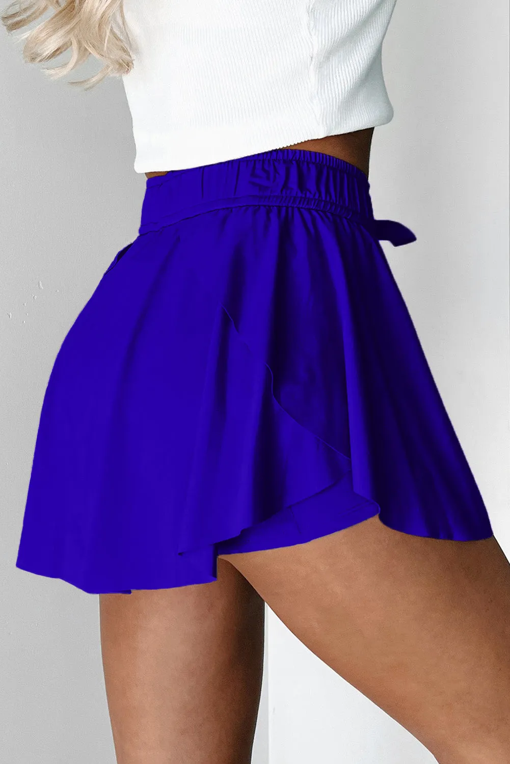 Drawstring High Waist Lined Tennis Skorts