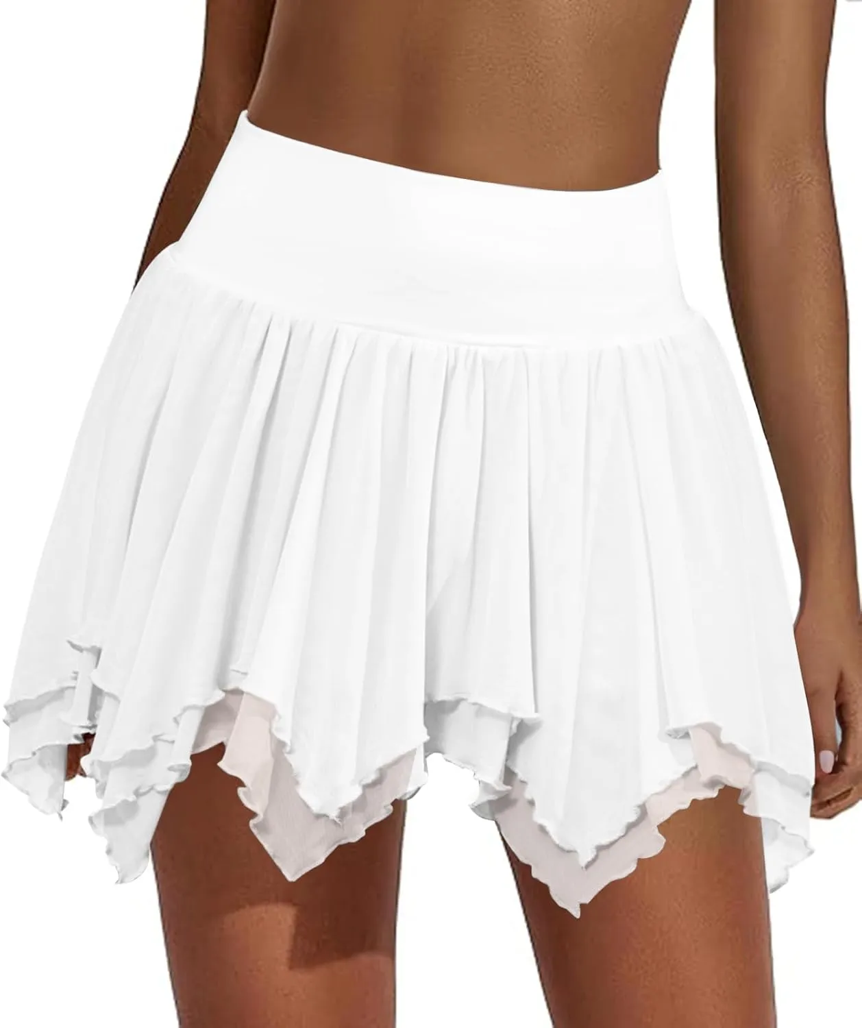 ECHOINE Women's Athletic Tennis Skirt Mesh Workout Golf Pleated Skorts with Shorts High Waisted Y2K Streetwear