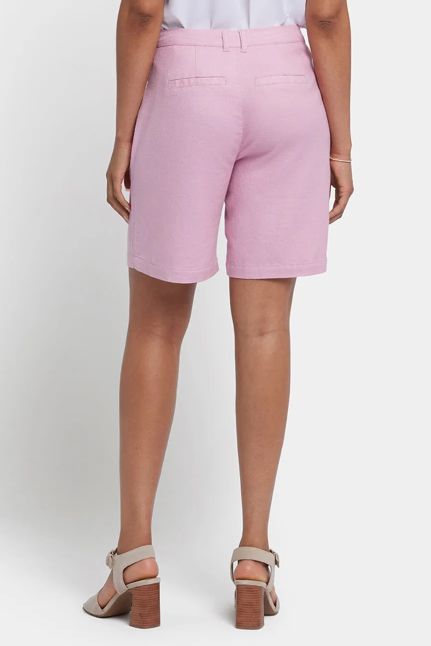 Entspannte Shorts in Stretch-Leinen | Pink Nectar