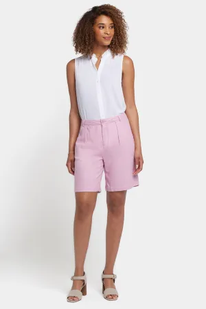 Entspannte Shorts in Stretch-Leinen | Pink Nectar