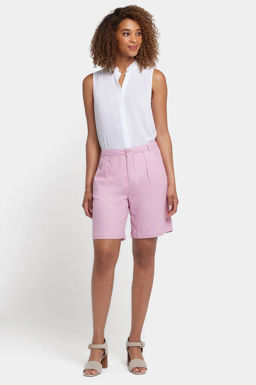 Entspannte Shorts in Stretch-Leinen | Pink Nectar