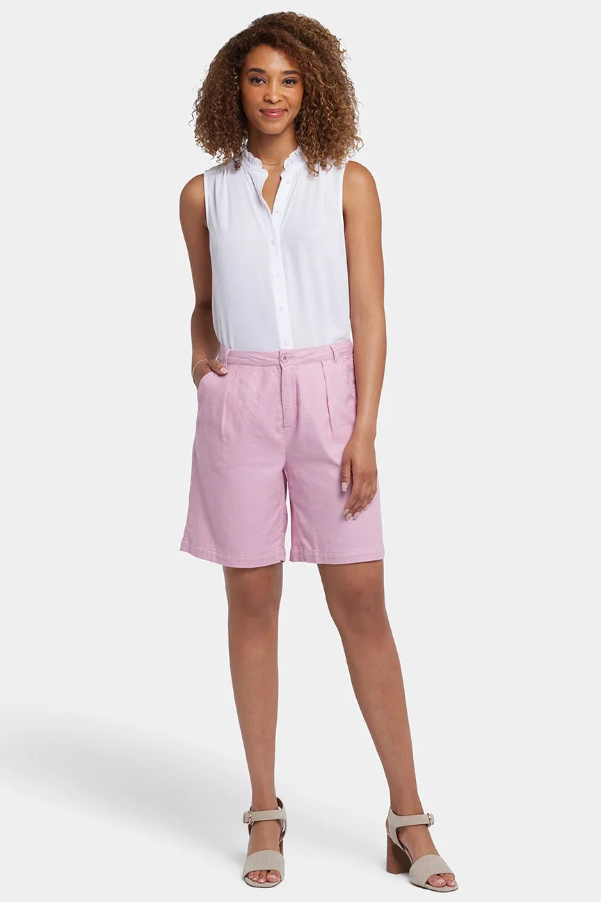 Entspannte Shorts in Stretch-Leinen | Pink Nectar