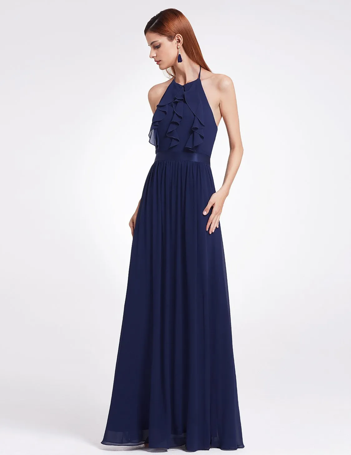 Ever-Pretty Women's Elegant Halter Ruffles Adjustable Bridesmaids Dress EP07201
