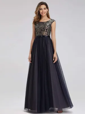 Floral Lace Print Elegant Maxi Long Evening Dresses for Women