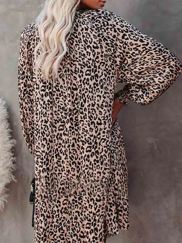 Floral V Neck Long Sleeve Mini Flowy Dress