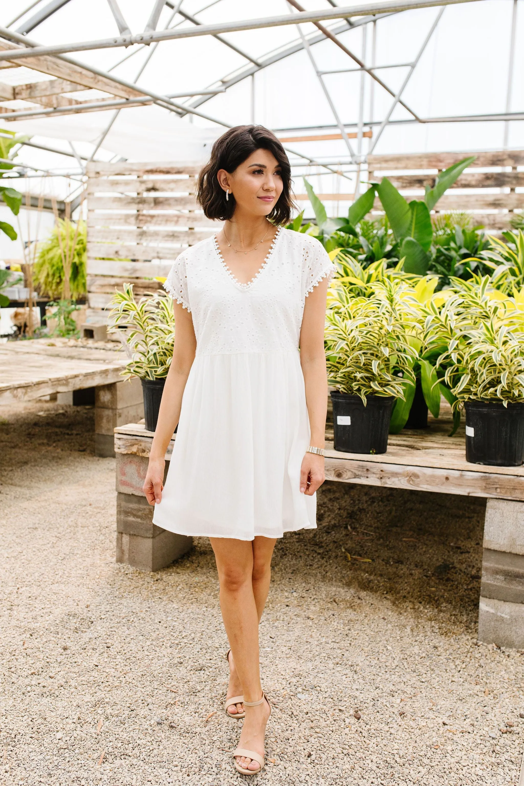 Full Circle Eyelet & Pom Pom Dress
