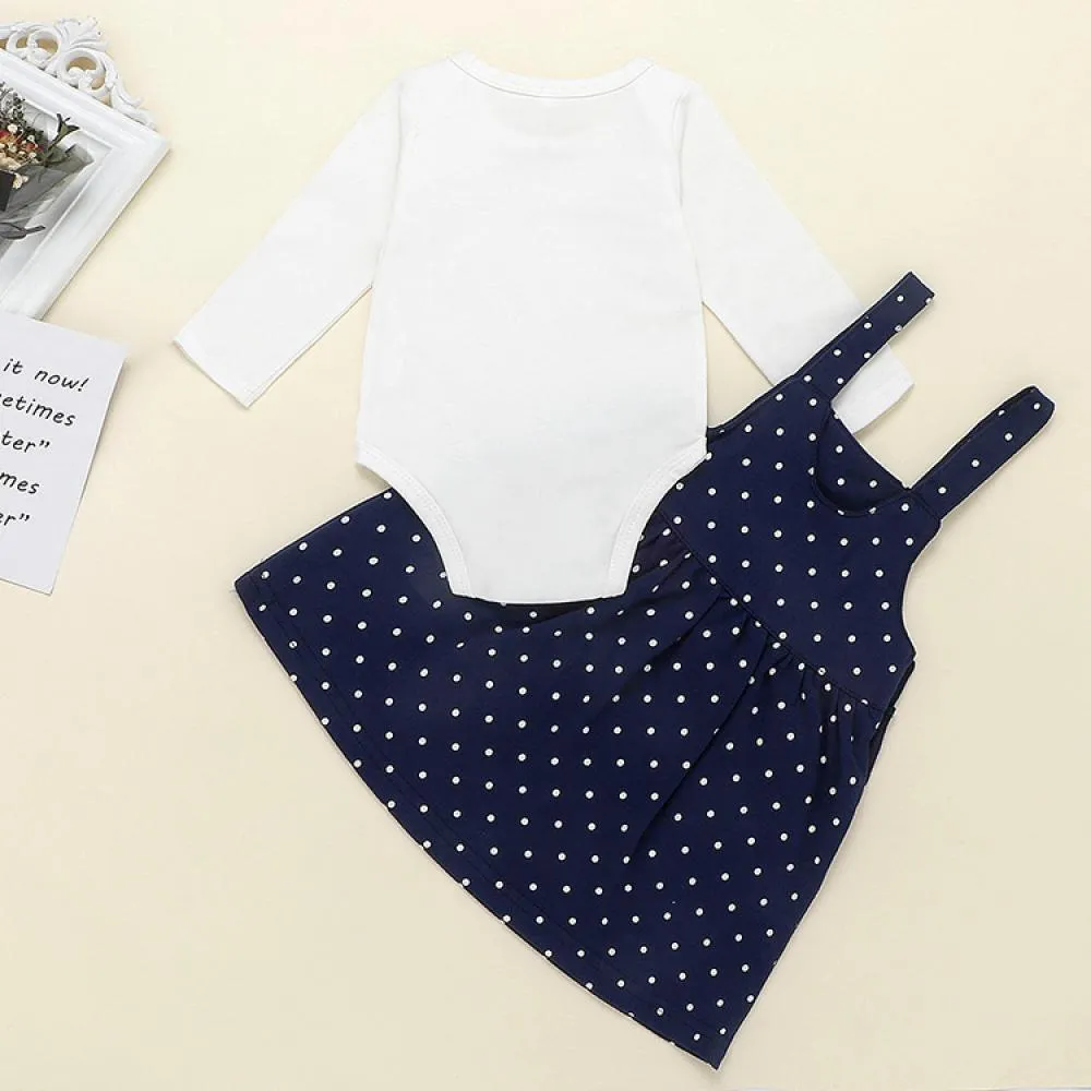Girls Baby Elk Dot Strap Skirt Christmas Set Wholesale Baby Clothes