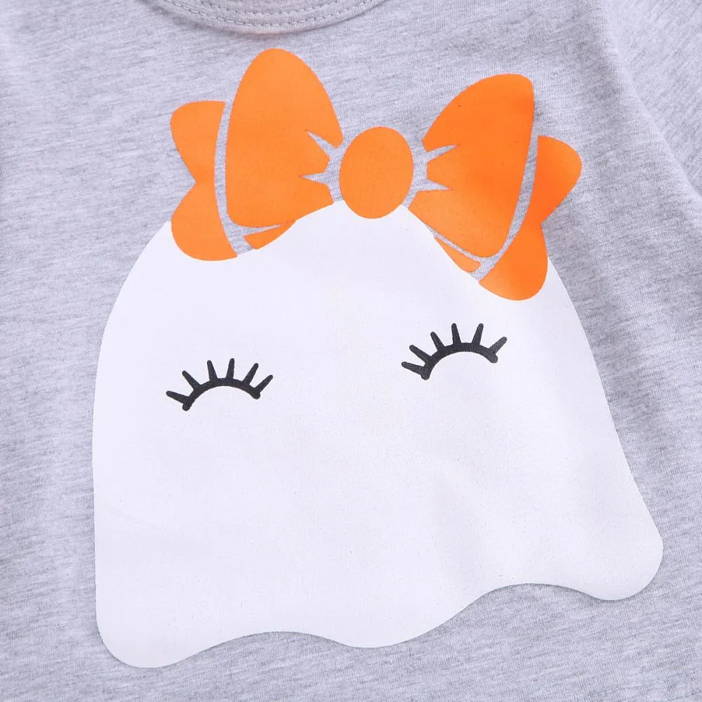 Girls Long Sleeve Suit Spring Autumn Halloween Cartoon Pants Suit Wholesale Kids Clothes