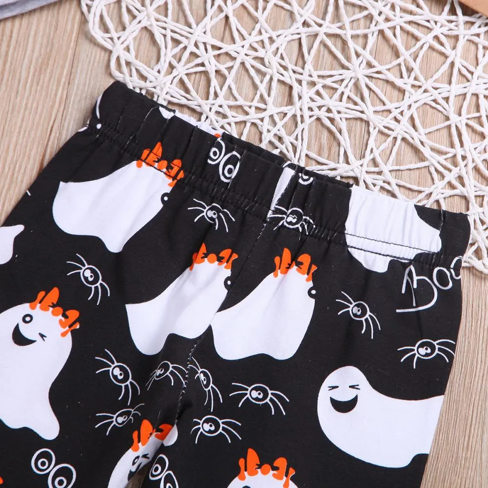 Girls Long Sleeve Suit Spring Autumn Halloween Cartoon Pants Suit Wholesale Kids Clothes