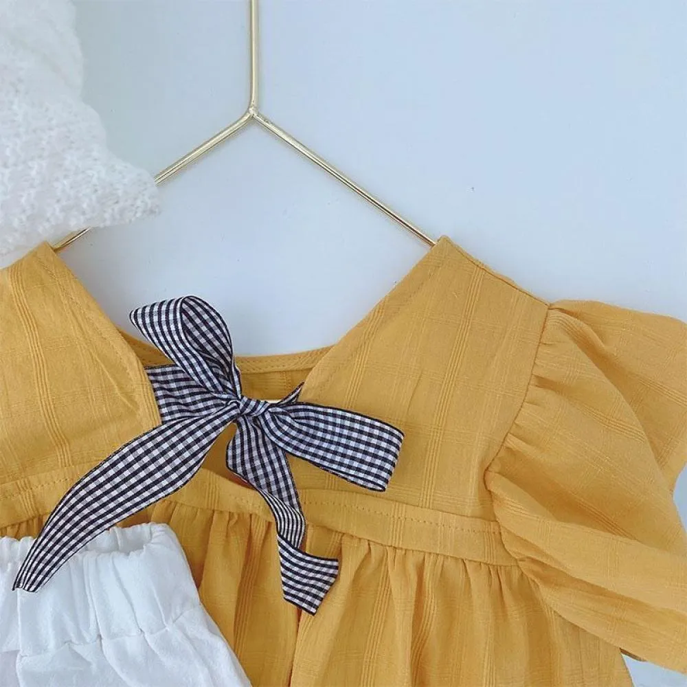 Girls Summer Suit Top Children Short Sleeve Shorts Two Piece Set Wholesale Girl Clothing