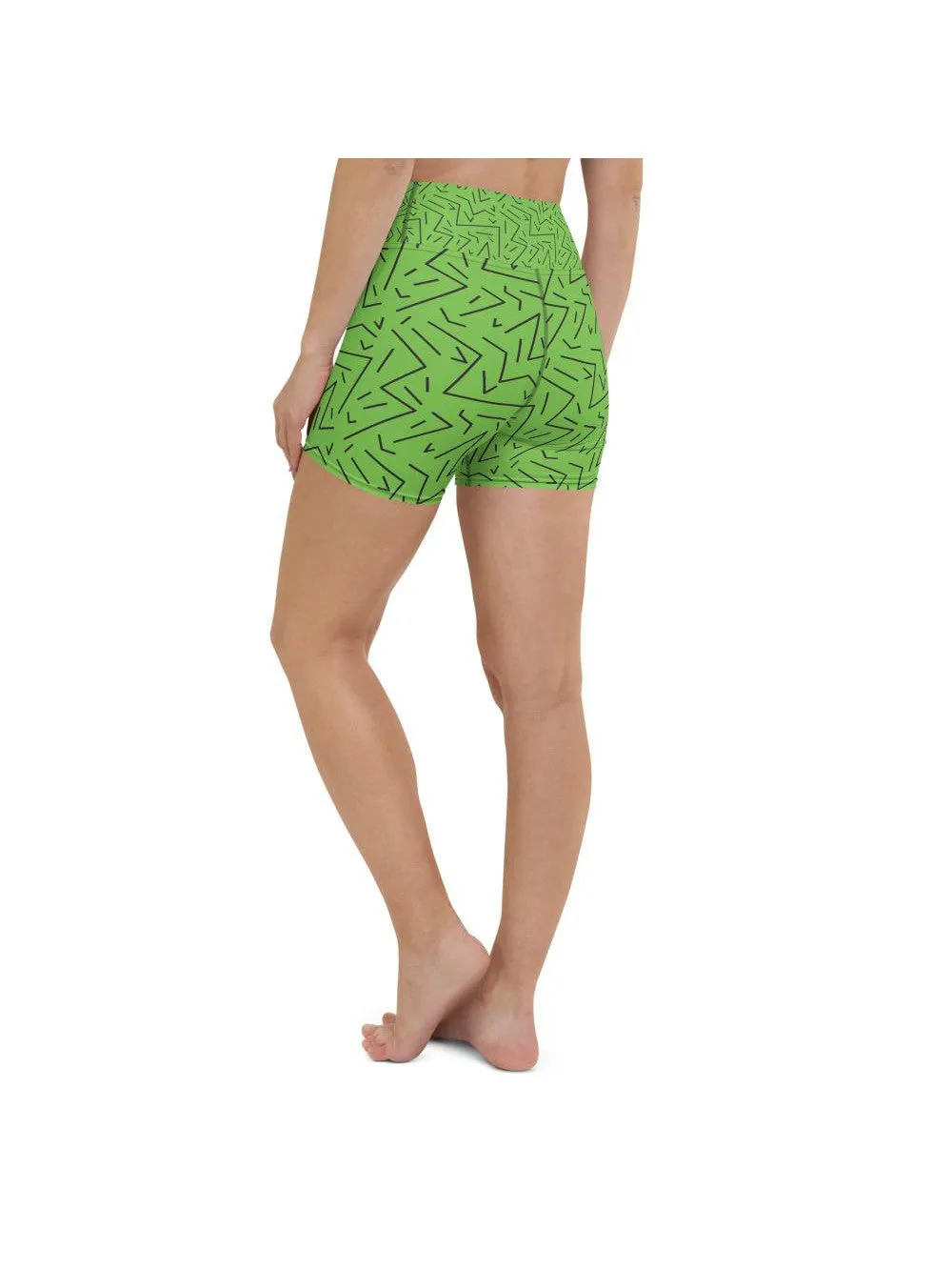 Green Black Line Yoga Shorts