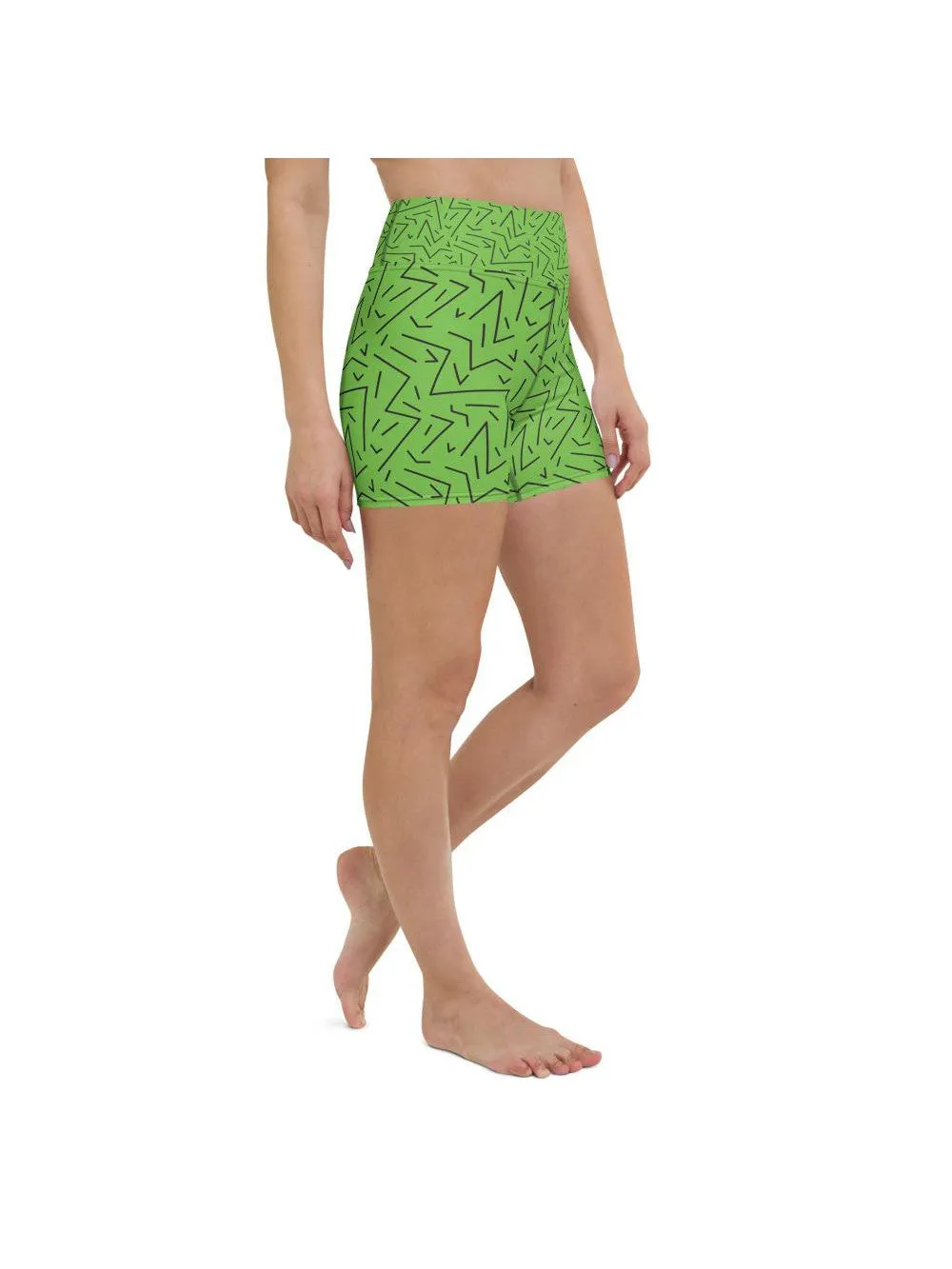Green Black Line Yoga Shorts