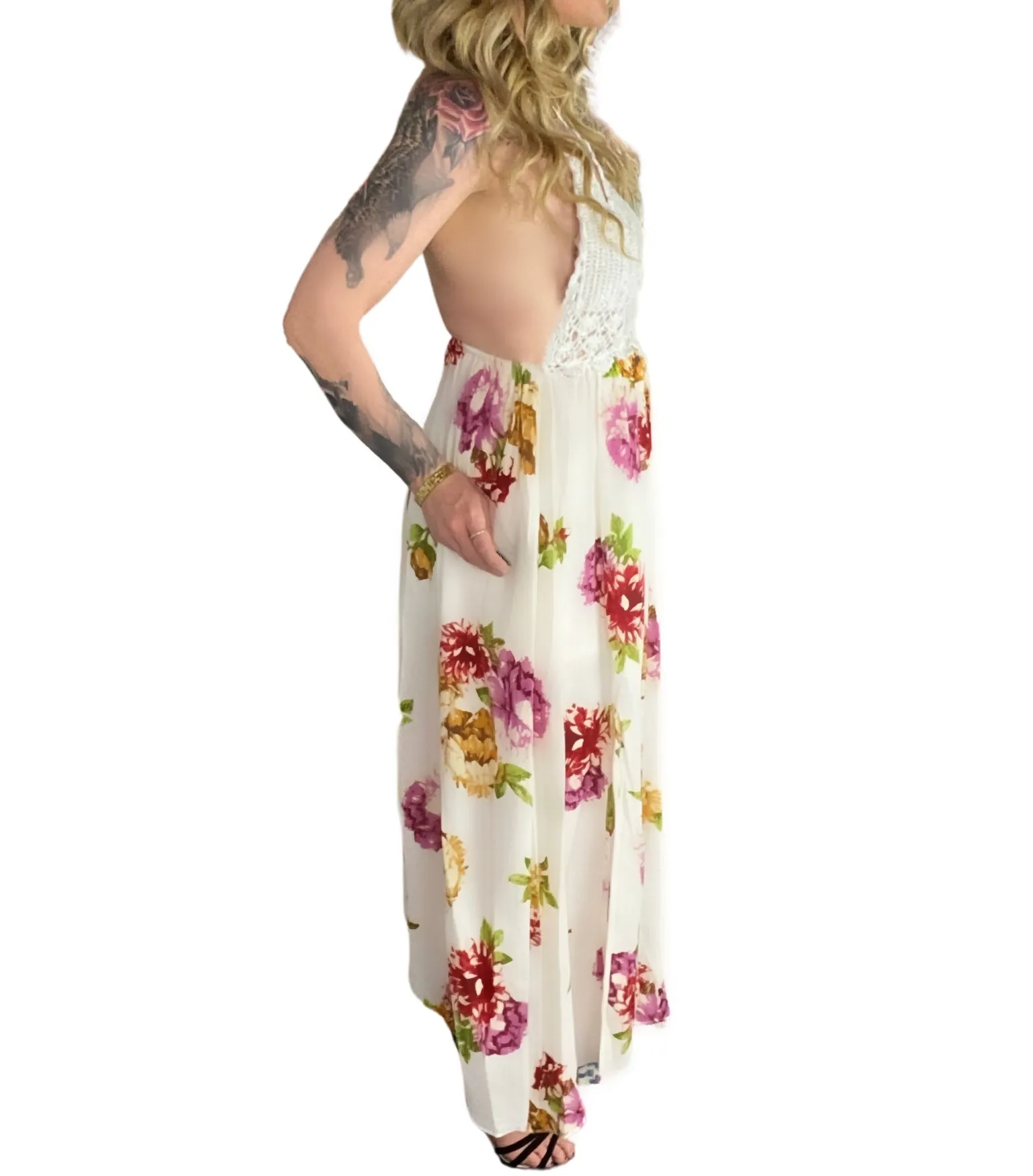 HAZEL Crochet Floral Maxi Dresses 2 colours- Navy Blue, White