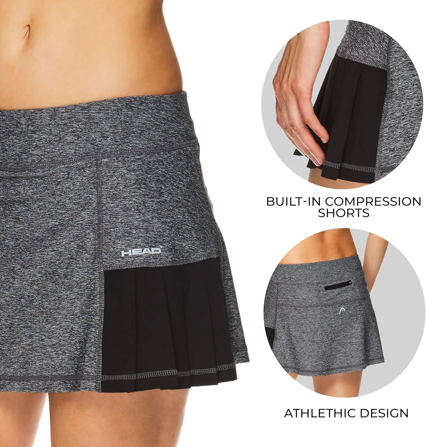 HEAD Women's Athletic Tennis Skort - Performance Training & Running Skirt