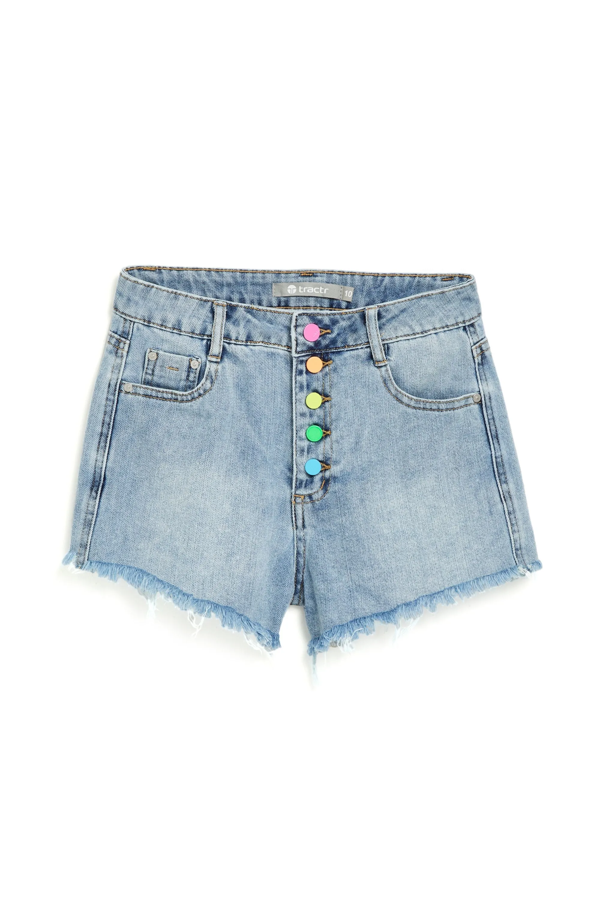 High Waist Rainbow Button Shorts