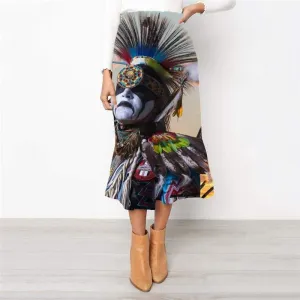 Indios Skirts Women Feather School skirt Colorful High waist skirts  Rock Frauen Metal Skirt Ladies