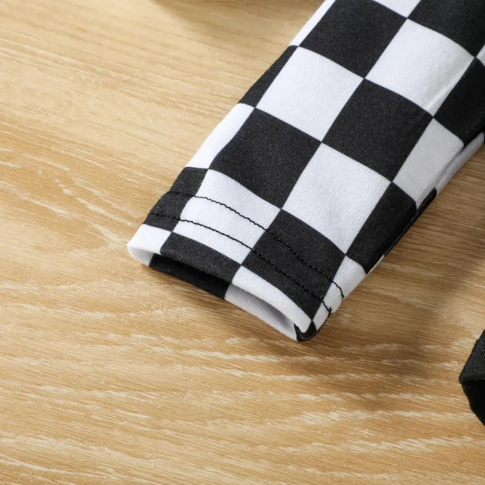 Infant Boys LIL BRO Letter Print Plaid Romper Two-piece Set Wholesale Baby Clothes