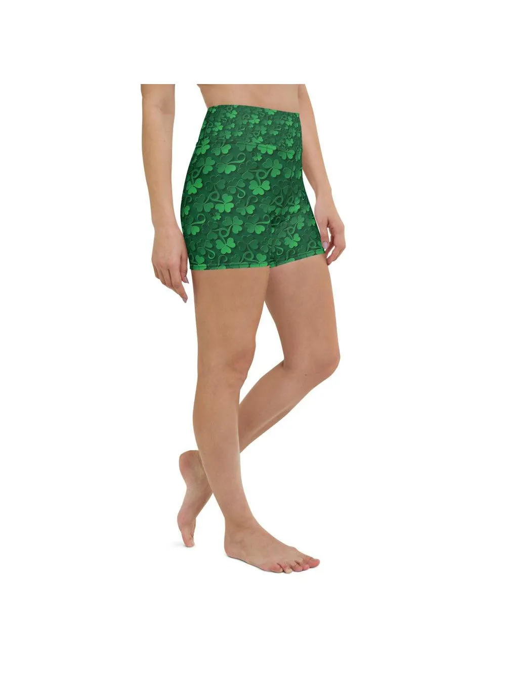 Irish 3D Shamrock Yoga Shorts
