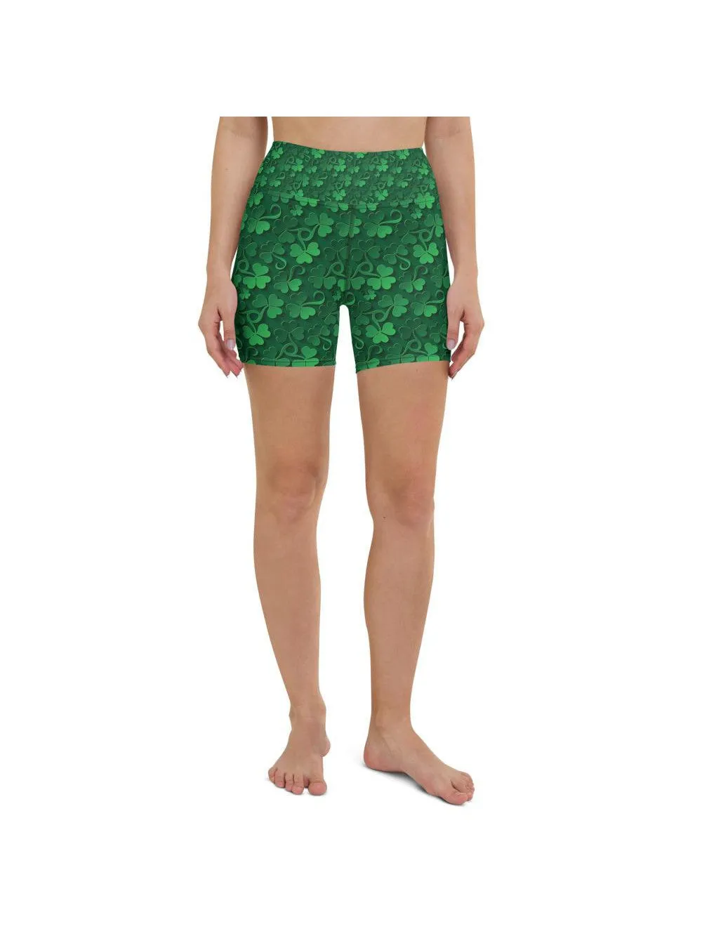 Irish 3D Shamrock Yoga Shorts