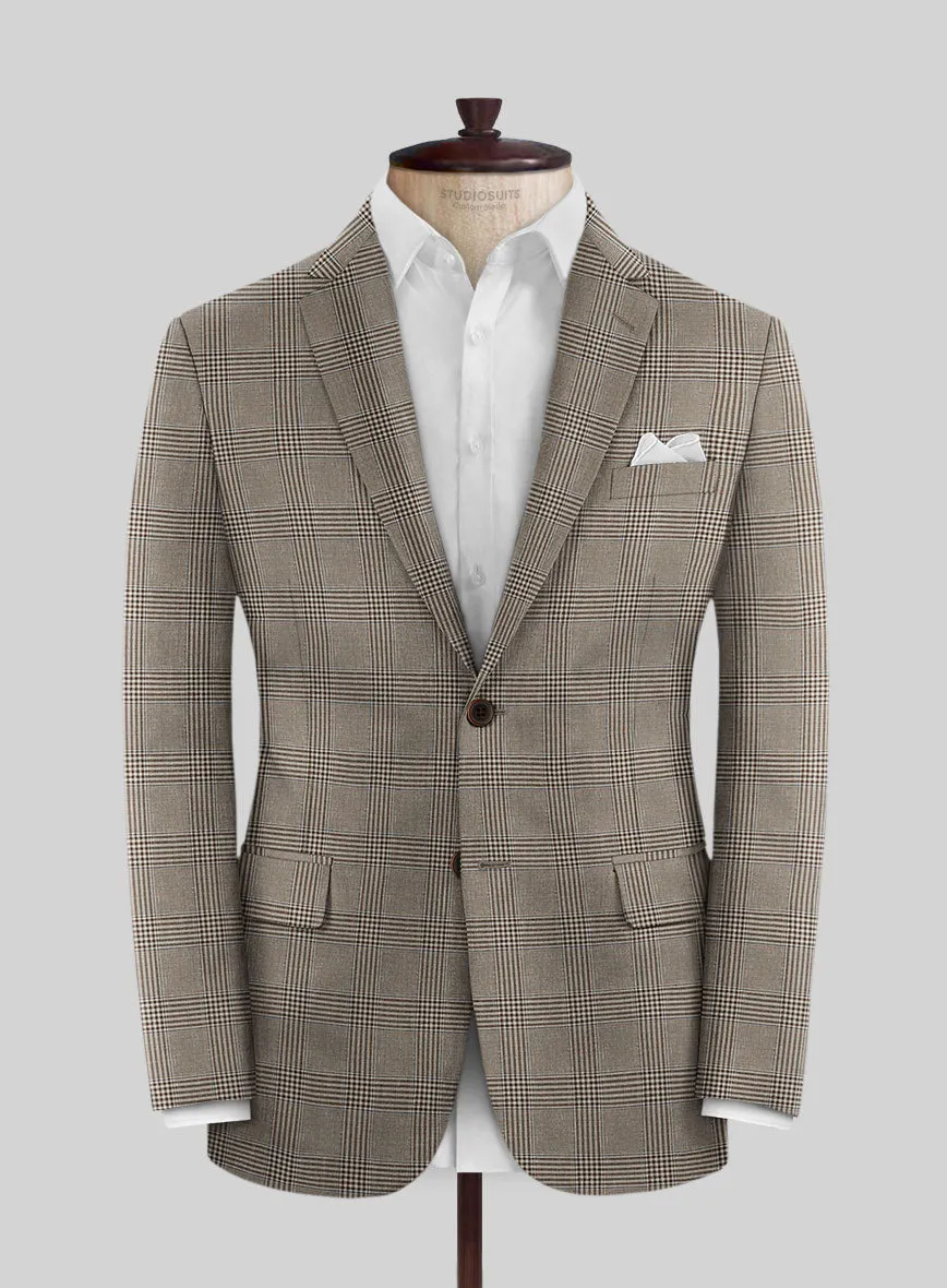 Italian Murano Ejan Brown Wool Linen Silk Jacket